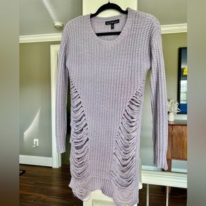 Long Distressed Lavender Sweater by Derek Heart